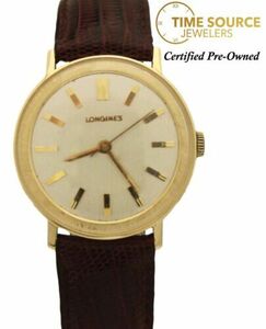 Vintage Longines 14K Yellow Gold 33mm Silver Dial Hand-Winding Watch 海外 即決