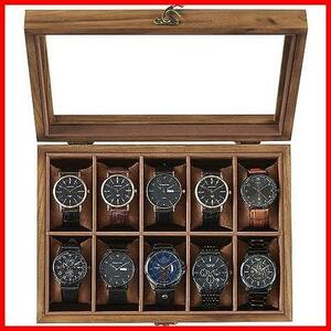 ★10本用★ 時計ケース 10本 木製 腕時計収納 コレクションケース 透明窓付き ウォッチボックス アクセサリー保管