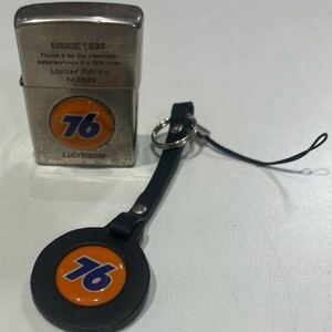 6580-2 ZIPPO オイルライター ストラップ付き 76ブランド 喫煙具 ジッポー USA製 中古品 フリント回転確認 プラケース入