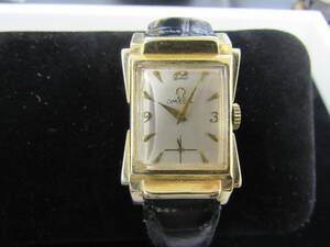 Vintage Omega 14K Gold Men's Rectangular Wristwatch (Good Running Condition) 海外 即決