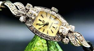 Vintage OMEGA 14K Solid Gold 1940's Swiss Ladies Cocktail Watch W/ 32 Diamonds ! 海外 即決