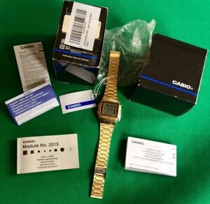 ??Casio LCD Illuminator Databank DB-360 Gold Plated Digital Watch NEVER USED 海外 即決