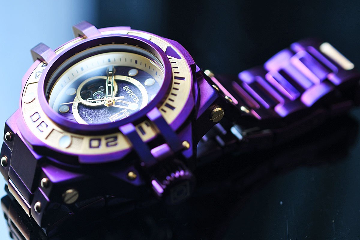 定価35万INVICTA全身ムラサキ開閉式ギミック機械式自動巻きスケルトン腕時計 定番の人気シリーズPOINT(ポイント)入荷 - 時計